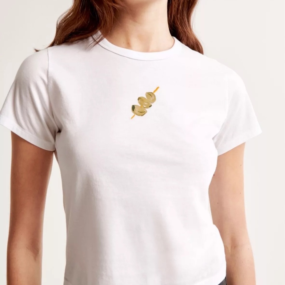 Abercrombie & Fitch White Tee with Gold Detail